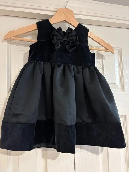 Carter's Holiday Special Occasion Dress Black Velvet Satin Girl's 18m