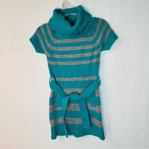 Derek Heart Girl KodaTeal and Gray Striped Kids Casual Sweater Dress Size 4T