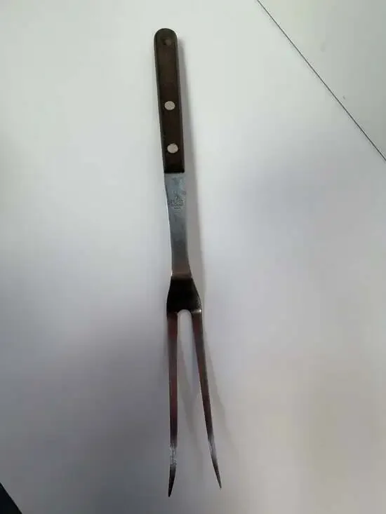 Vintage Flint Stainless USA Two-Prong Carving Fork with‎ Wood Handle