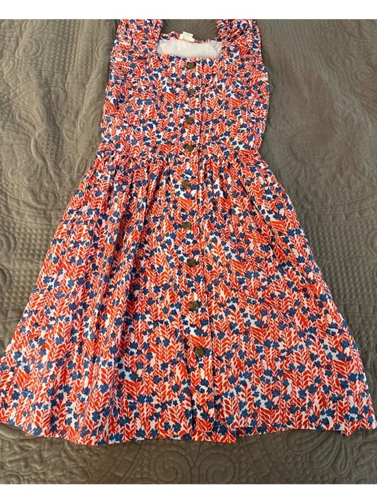 Crewcuts Girls Floral Print Casual Dress in Red, Blue, White