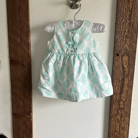 Carter’s Baby Girl Polka Dot Dress Light Blue & White Size 3 months