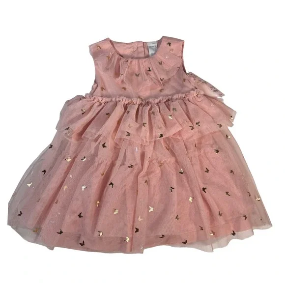 Carter's Tutu Dress Kids 18m Pink New Butterfly Tulle Tiered 2pc Set