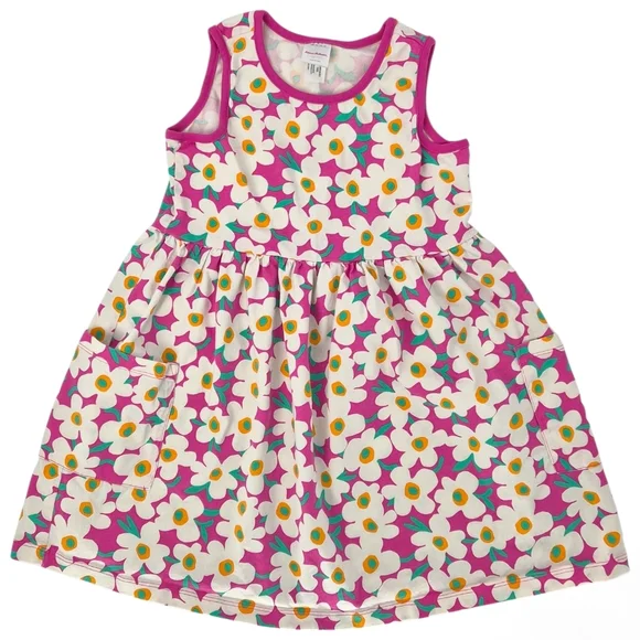 Hanna Anderson Floral Pocket‎ Dress | Pink Retro Daisy Cotton Twirl Dress Sz 10