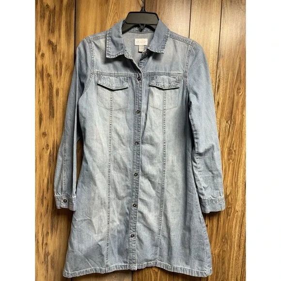 Children's PLACE Girls Dress  XXL 16‎ Blue Denim Button Long Sleeve Preppy Beach