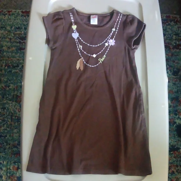 Gymboree soft knit dress with embroidered necklace and pockets