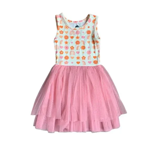 Bird & Bean Bamboo Tulle Tutu Dress in Daisy Days