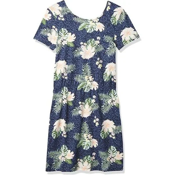 NWT ROXY GIRL THE CLOUDS SHORT SLEEVE DRESS BLUE FLORAL PRINT‎ DRESS 4 & 6