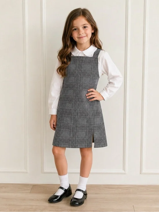 Popular 21 Girls Black & White Plaid Pinafore