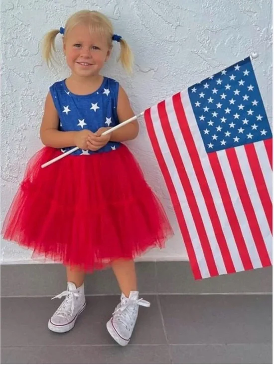 Girls' patriotic red tulle skirt and blue star tank dress 🇺🇸🇺🇸🇺🇸