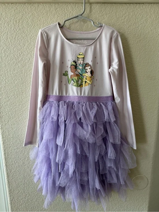 Disney Girls Pink Top with Lavender Glitter Tulle Skirt