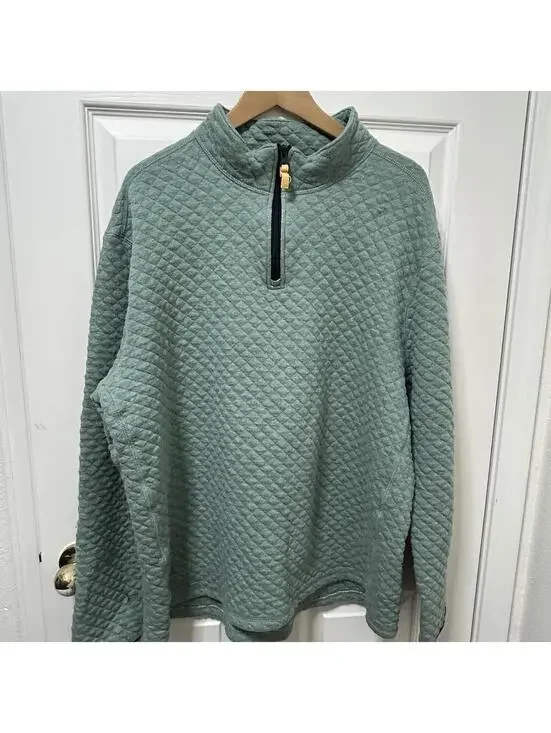 J.Crew Blue Quilted Authentic Fleece 1/4 Zip Pullover XXL