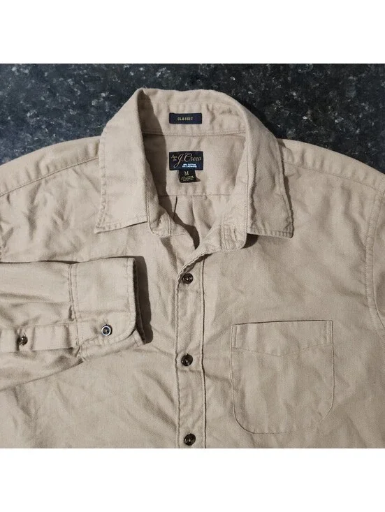 J. Crew Cashmere Blend Button Up Shirt Preppy Classic Casual Money Mens Medium