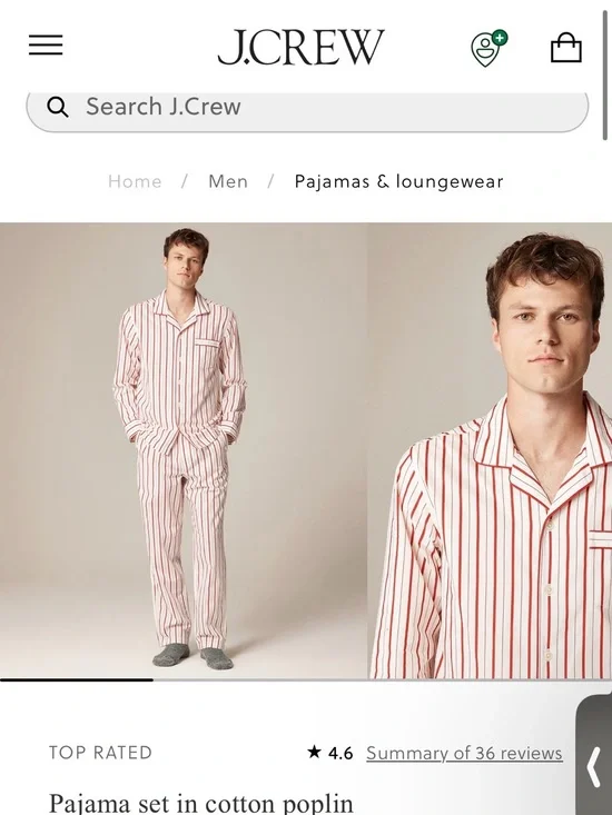 J. Crew Red & White Striped Cotton Button-Up Sleep Shirt