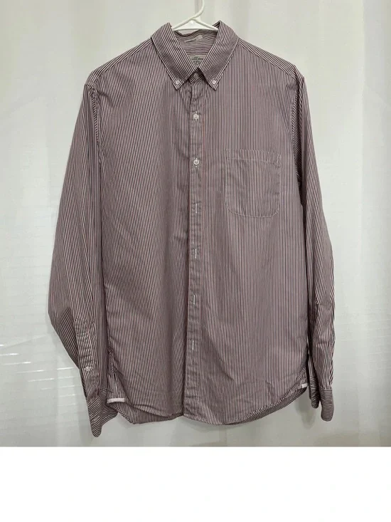 J.Crew Shirt Men's 2-Ply 100% Cotton Red White Blue Striped Long Sleeve Shirt M