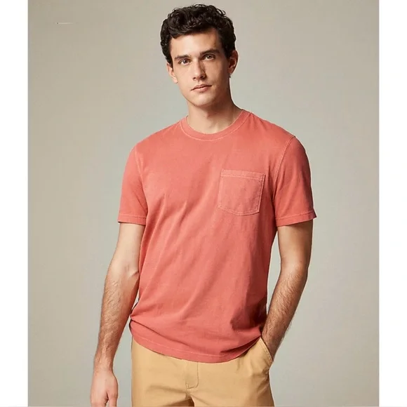 NWT J. Crew Vintage-wash Cotton Pocket T-shirt Vintage Barn Pink