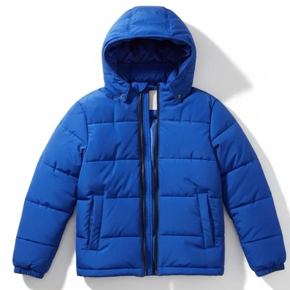 SWISS TECH Blue Hooded Puffer Jacket Blue Parka Youth Size Medium 8 Winter