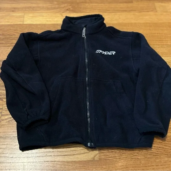 Spyder Black Full Zip‎ Jacket with Logo Detail, Kids Size 8