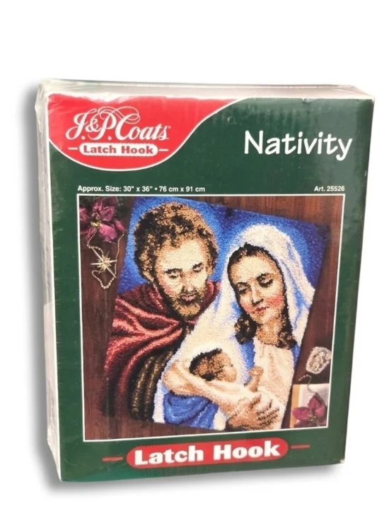 Vintage J&P Coats Nativity Latch Hook Kit - Huge 30