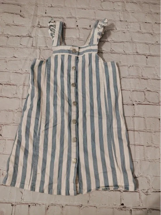Jessica Simpson Blue & Cream Striped Romper Dress | Girls Medium 8