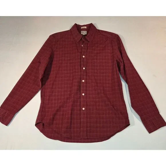 J.Crew Classic Fit Red Plaid Button Down Shirt Medium Organic Cotton