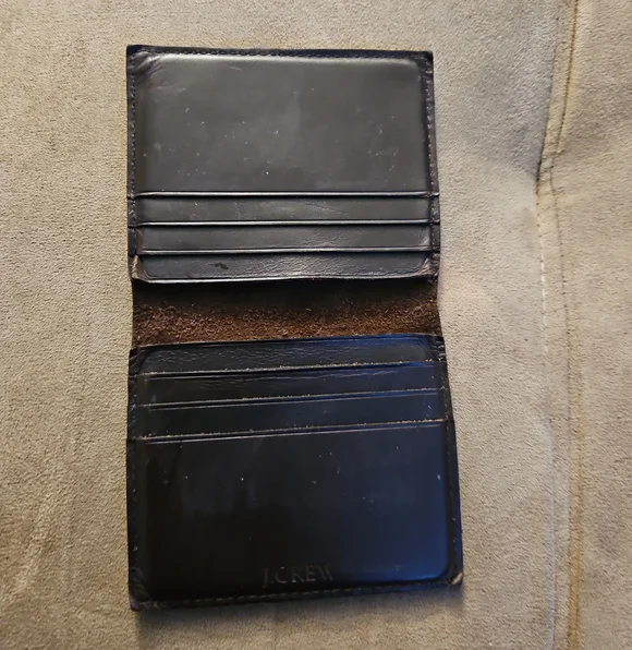 J. Crew Black Bifold Leather Card Holder