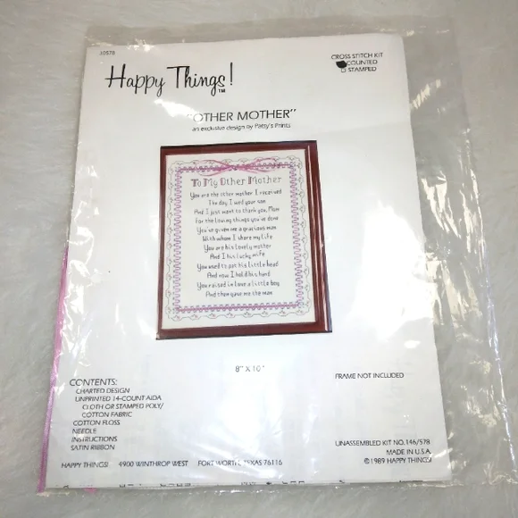 COINTED CROSS STITCH Happy Things! Other Mother, NEW, KIT