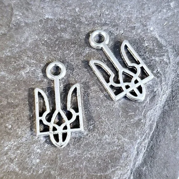 Silver Ukraine National Emblem Ukrainian Symbol 18x9mm Charms Pendants 10 pcs
