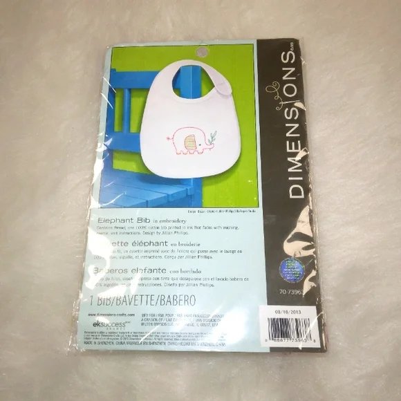 Dimensions Embroidery Kit, Elephant Bib, 70-73963, NEW
