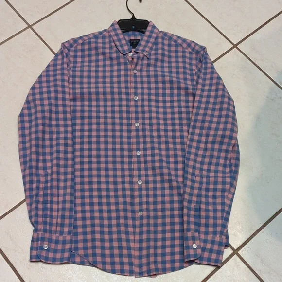 J. Crew Slim Fit Men's Long Sleeve Button Down Cotton Plaid Dress Shirt Size Sm