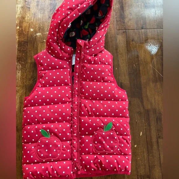 Girls Apple Reversible Vest - Teacher's Favorite - Red size 7