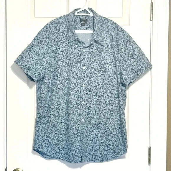J. Crew Men's Flex Washed Short Sleeve Button Down Shirt Classic‎ Fit XL