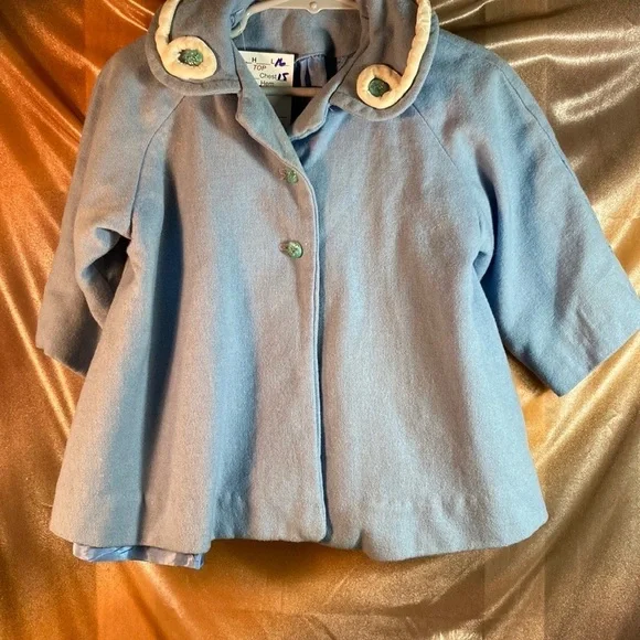 Vintage 50’slight blue Jackie O jacket.  Super rare 18-24m. Feels like wool  150