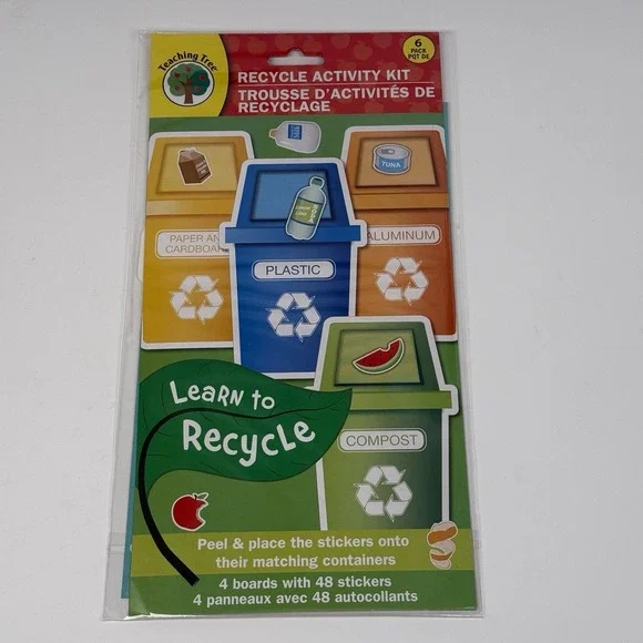 Teaching Tree Learn To Recycle Activity Kit 4 Boards 48 Stickers‎ Environment