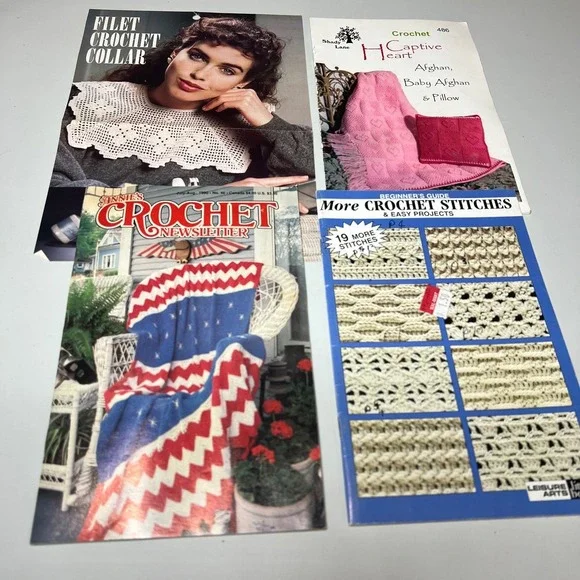 Crochet‎ Pattern Book Lot of 4 Annie's Leisure Arts Shady Lane Leaflet