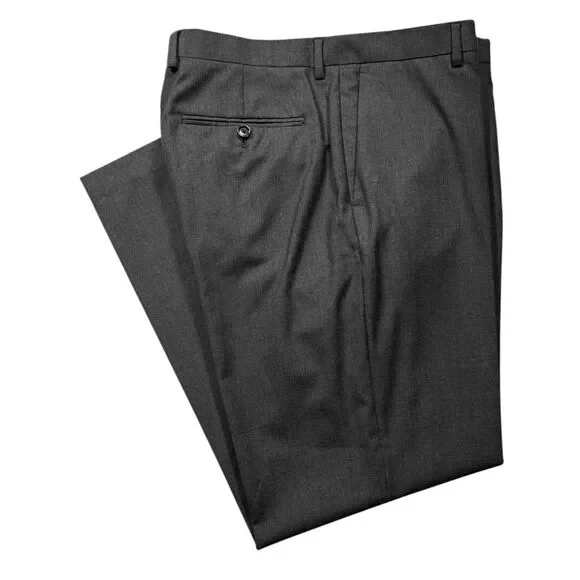 J.Crew Mens 34x30 Gray 100% Wool Dress Pants Flat Front Lined Straight Preppy