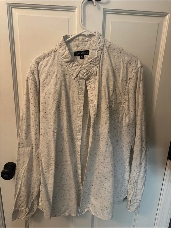 J. Crew White Button-Up Speckled Shirt Jacket