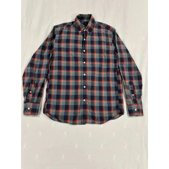 J Crew Heathered Cotton Plaid Button Down Shirt Mens‎ Size S
