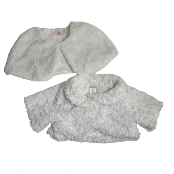 Lot Of 2 Gymboree‎ & Wonder Nation Girl White Faux Fur Winter Coat Cape  4 & 6