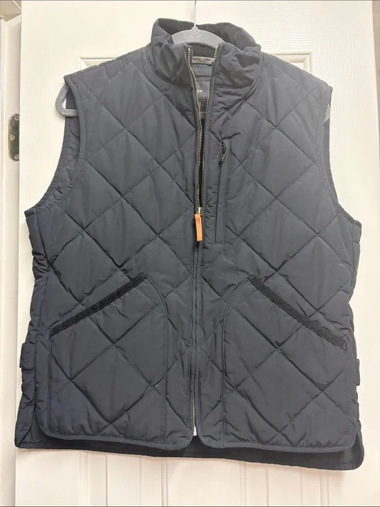 J Crew Men's Quilted Zip-Front Vest - Black