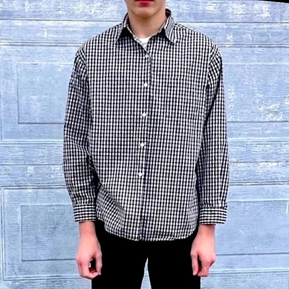 - J.Crew M Black Plaid Poplin Button Up Shirt! NEW!