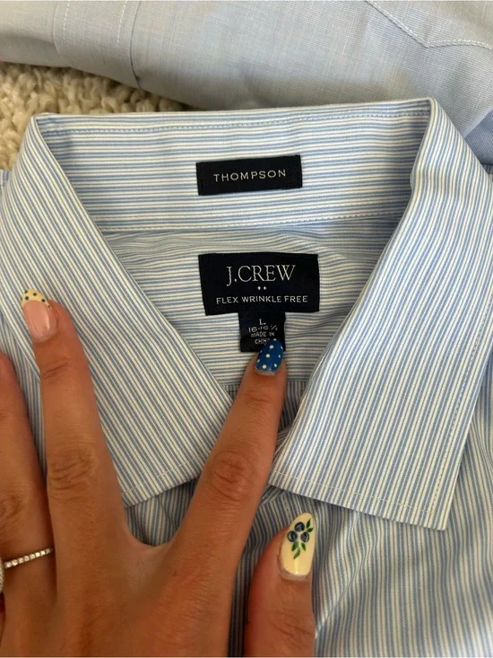 J.Crew Thompson Men's Blue and White Stripe Dress Shirt