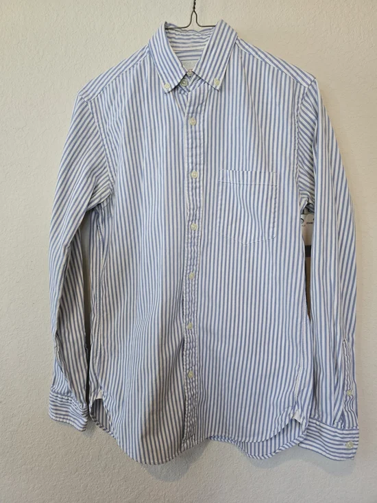 J. Crew Vintage Oxford Light Blue and White Stripe Button-Down Shirt Sz XS