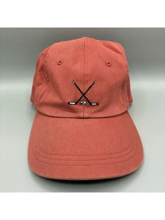 J.Crew Cross Hockey Sticks Puck Adult Strap Washed Red Hat