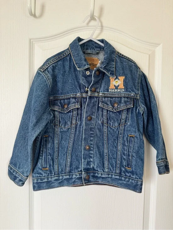 Levi’s Harris Leather & Silverworks Kids Denim Jacket Embroidered Size 6