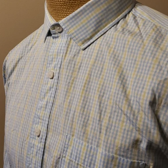 J crew blue yellow checkered 2ply dress shirt