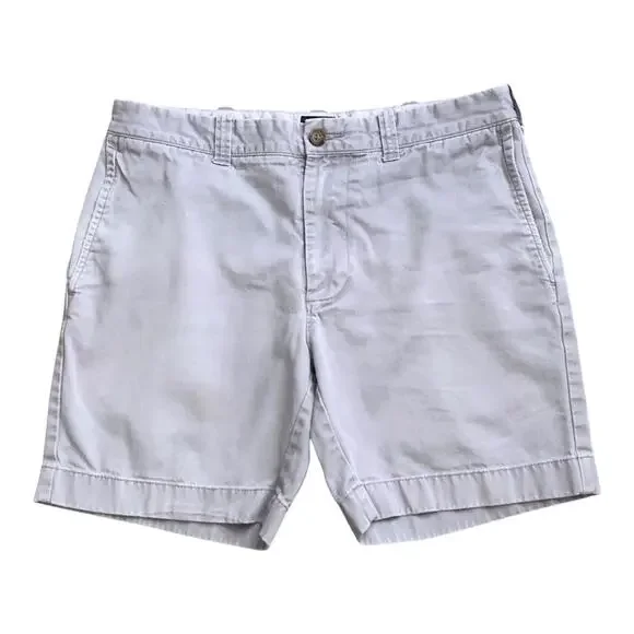 J Crew Reade Shorts Mens 31W Gray Chino 100% Cotton Flat Front Casual Preppy