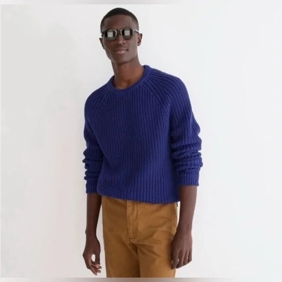 J. Crew Heritage Cotton Shaker Stitch Pullover Sweater Blue Size Men’s Large