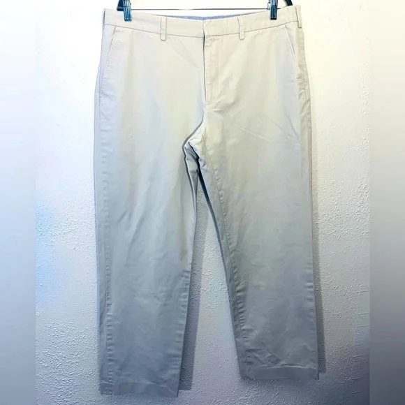 J Crew Pants Mens 38x32 Bedford Chino Beige Cotton Flat Front Pockets Straight