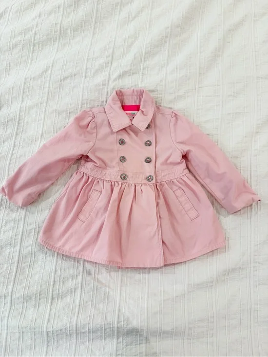 OshKosh B'gosh Pink Double Breasted Peacoat Jacket Toddler Girl 24M / 2T