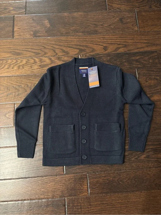 French Toast Navy Button-Front V-Neck Cardigan
